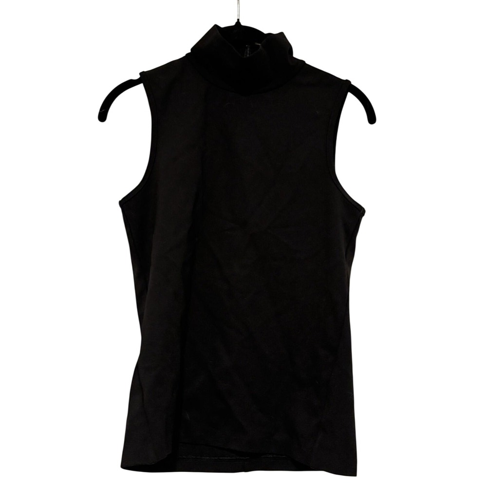 Womens sz 4 Rag and Bone black zip high collar tank shirt #1205
